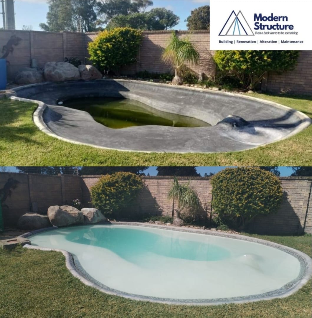 Swimming pool refurbishment in Gqeberha (Port Elizabeth) — before and after transformation by Modern Structure pool builders